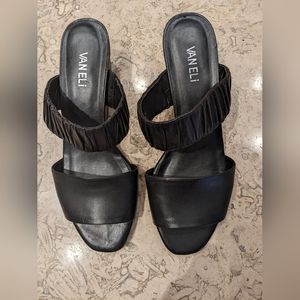 Vaneli Slide Sandals Black Leather 9 10 Contemporary low heal